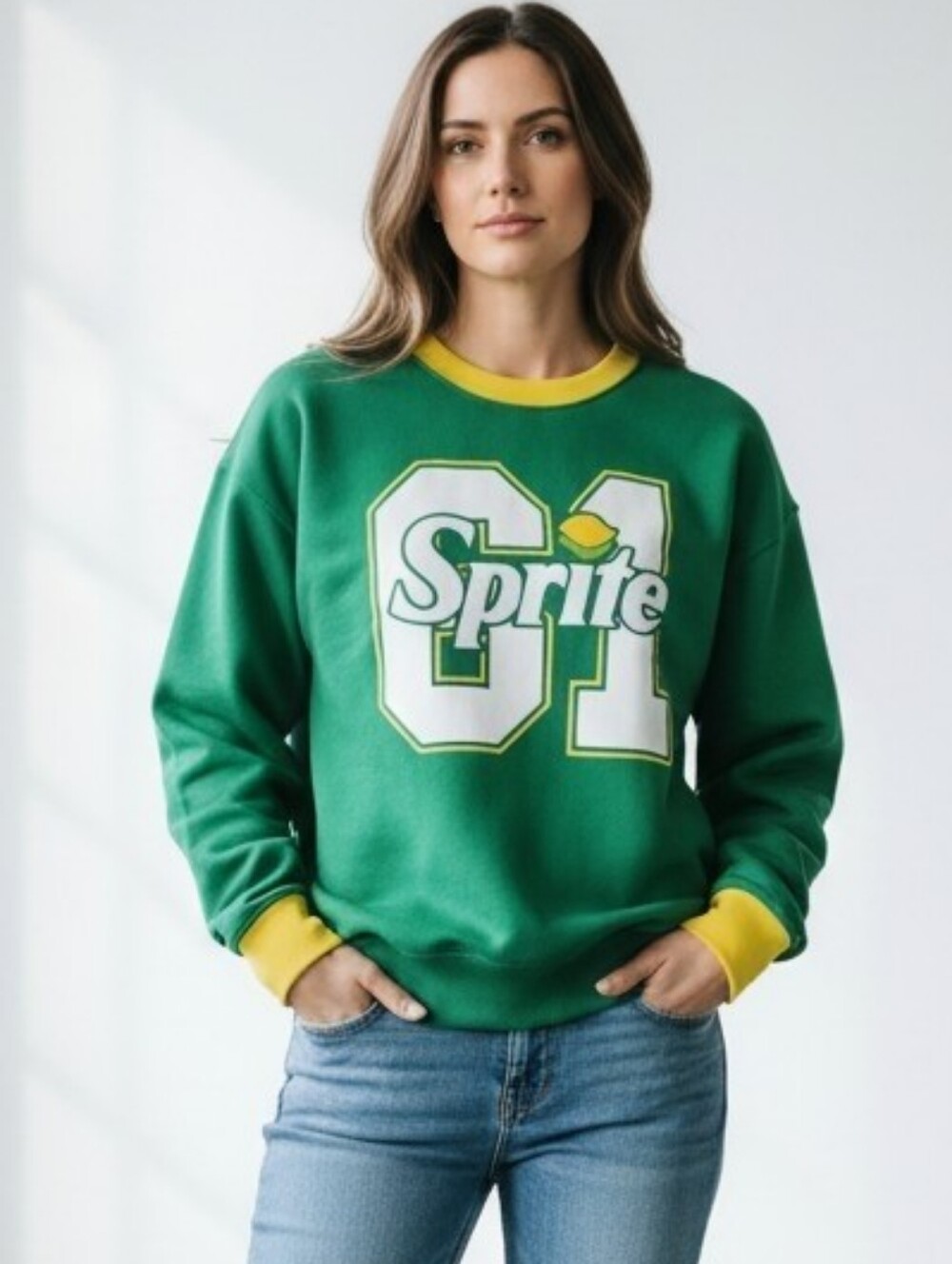 Sprite 01 Graphic Sweatshirt Green Crewneck Pullover Size XS